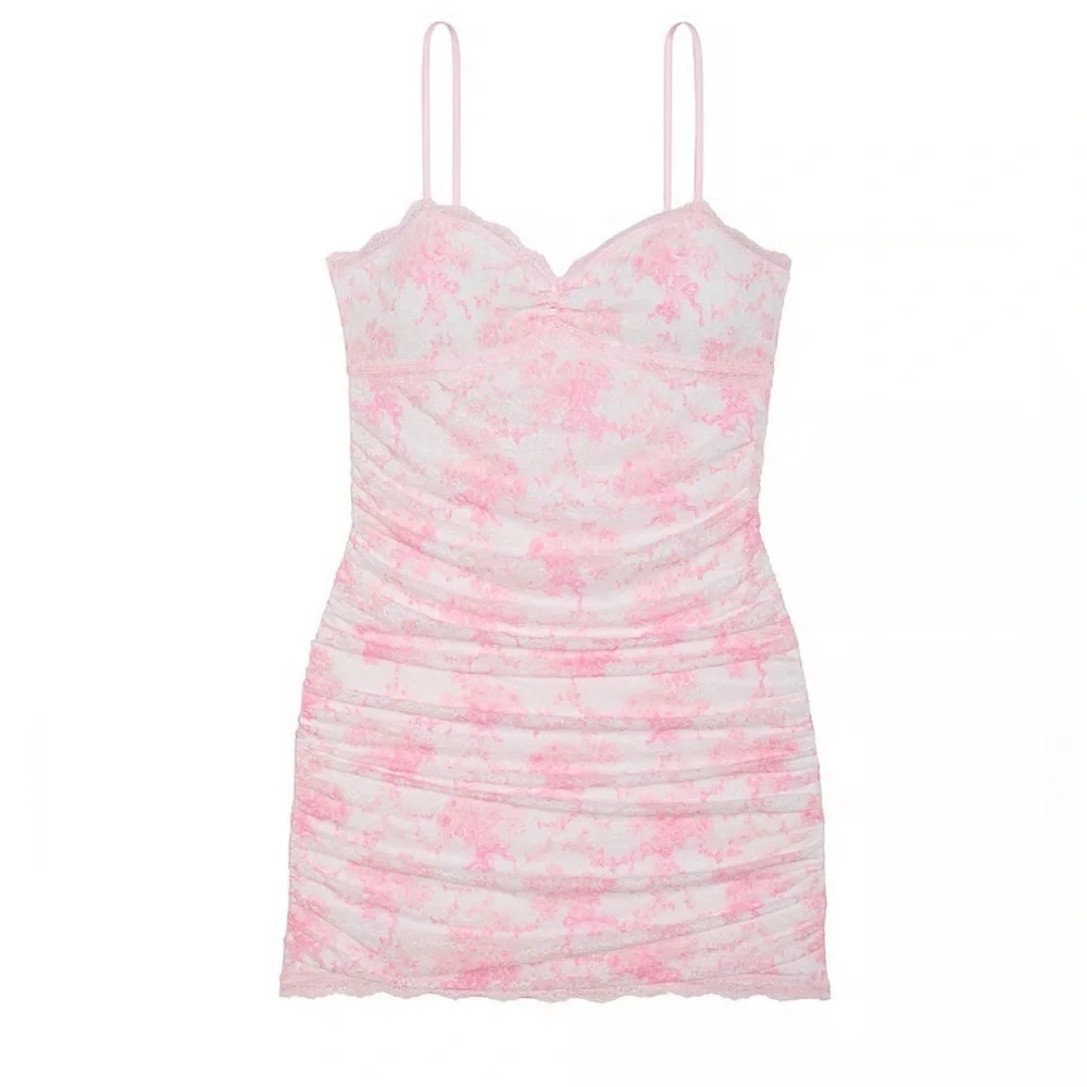 Limited edition LoveShackFancy x Victoria’s Secret PINK lace minidress.